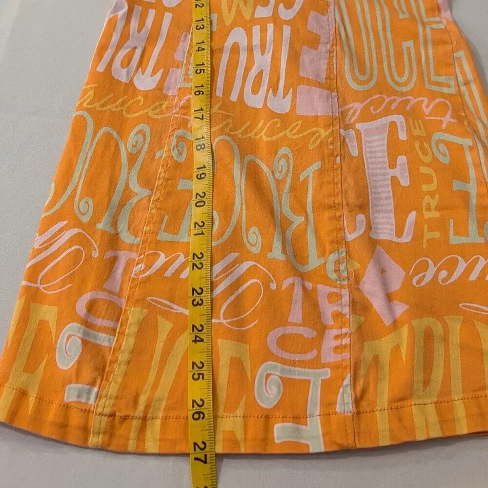 Girls Orange Graphic Print Shift Dress Sleeveless Size M (10/12) Summer
